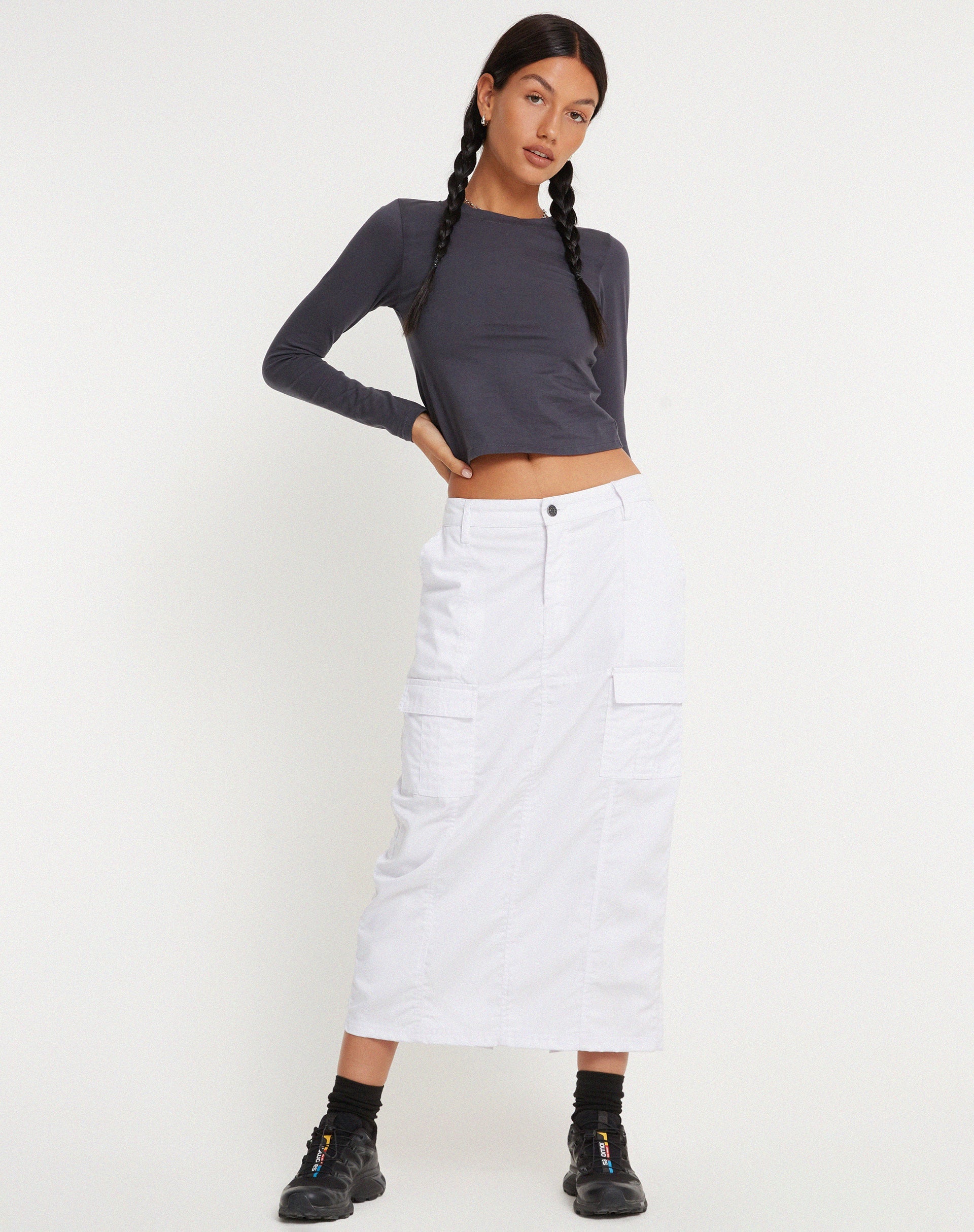 Afbeelding van Widya Cargo Maxi Rok in Wit