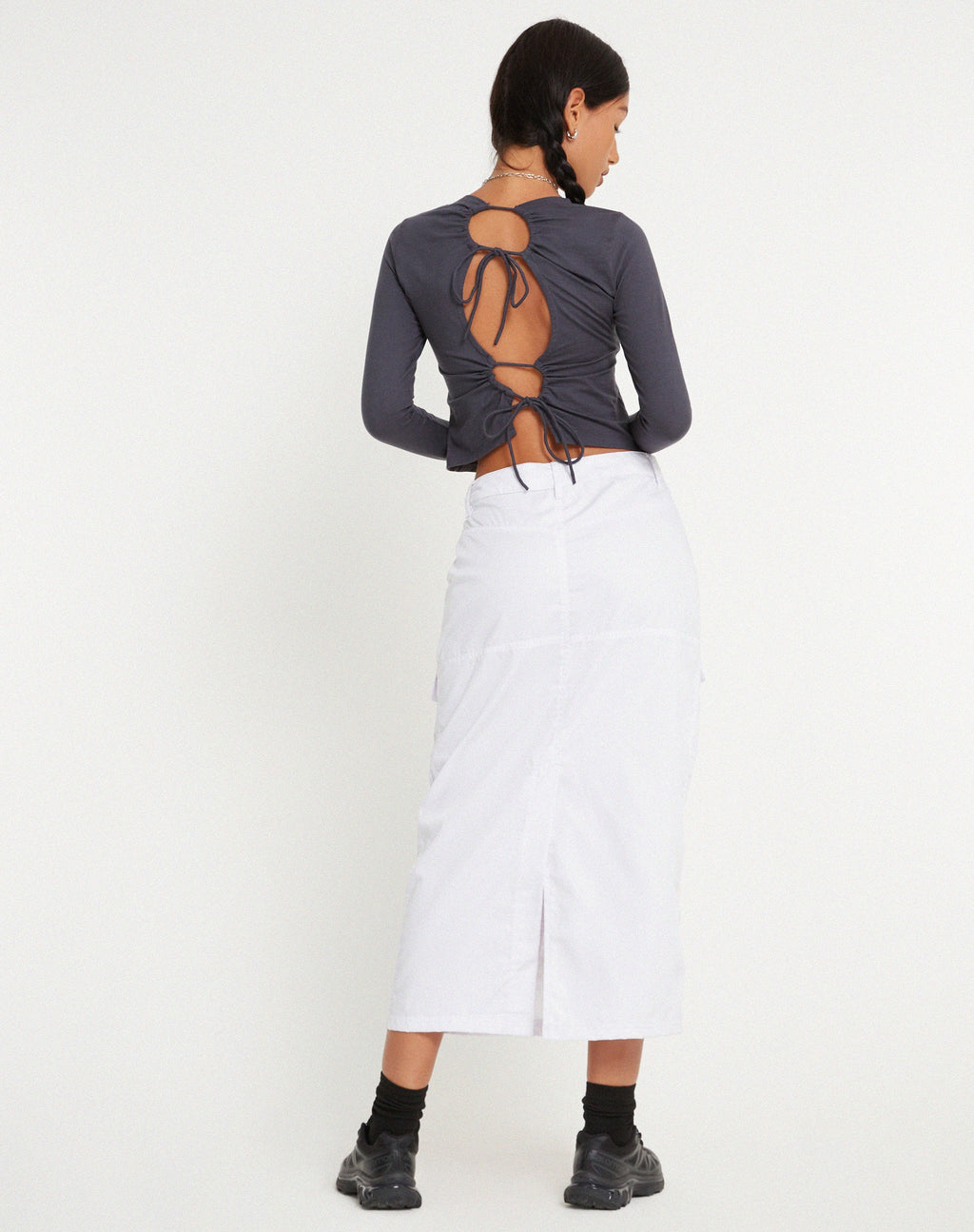 Widya Cargo Midi Rok in Wit