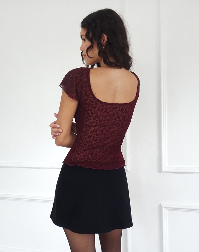 Afbeelding van Retina Top in Ditsy Flock Burnt Maroon