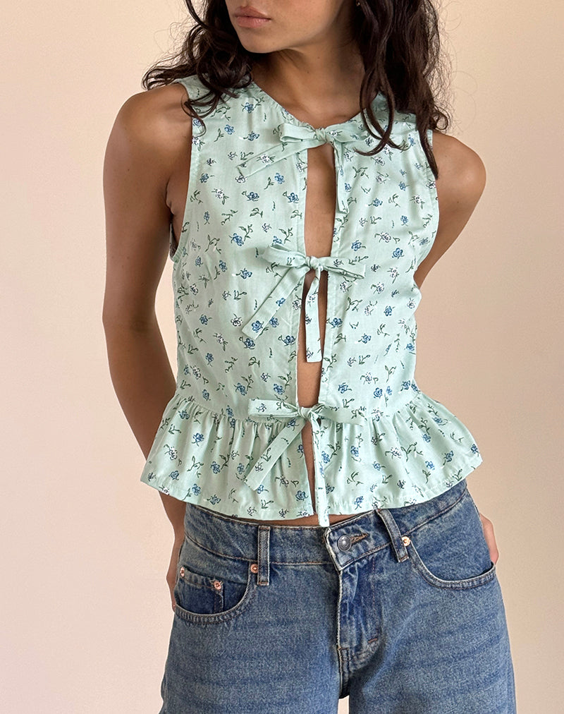 Revata Top met Stropdas in Petal Green