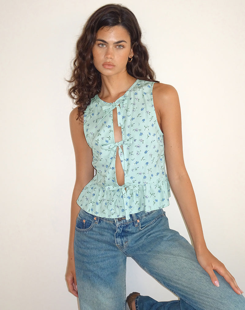 Revata Top met Stropdas in Petal Green