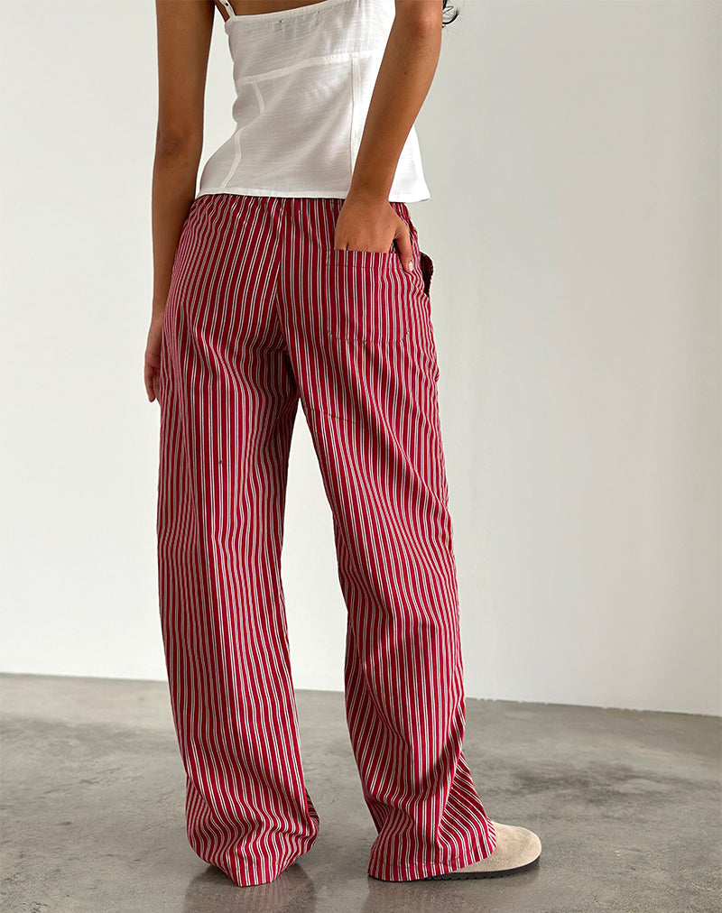 Afbeelding van Lirura Vrijetijdspantalon in Maroon Stripe