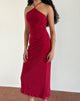 Afbeelding van Ribka Midi-jurk met halterhals in Mesh Cherry