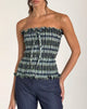 Afbeelding van Rigia Bandeau Top in Linnen Mono Check Groen