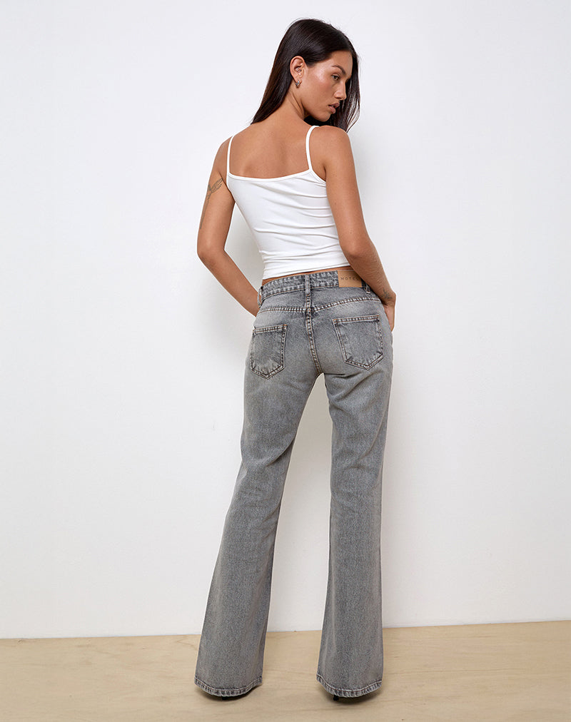 Afbeelding van Rigid Low Rise Flare Jeans in Grey Wash