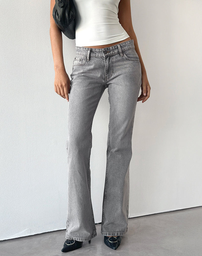 Afbeelding van Rigid Low Rise Flare Jeans in Grey Wash