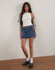 Afbeelding van Stijve Micro Denim Rok in Heritage Blauw