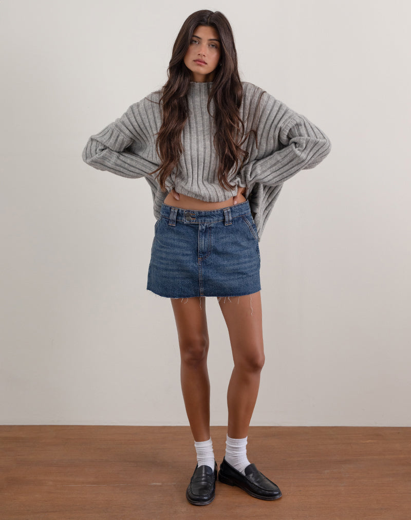 Afbeelding van Stijve Micro Denim Rok in Heritage Blauw