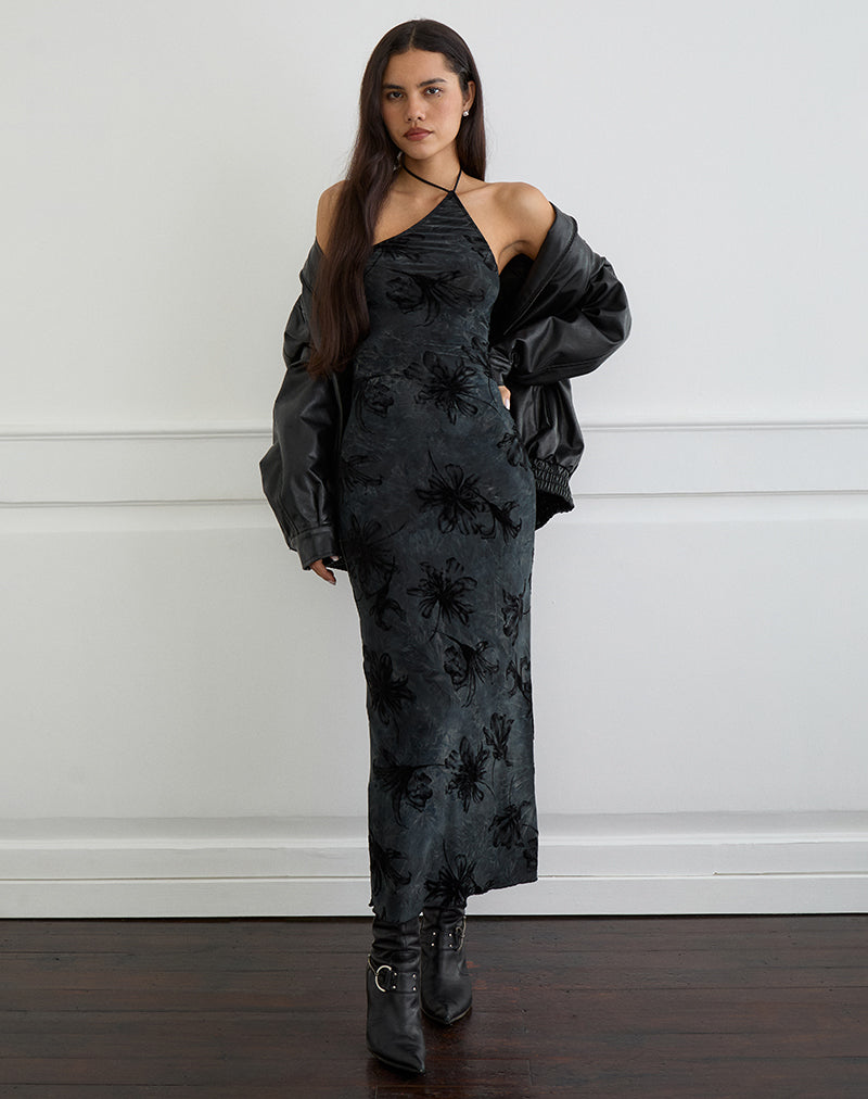 Afbeelding van Rikaya Maxi Dress in Burn Velvet Grey