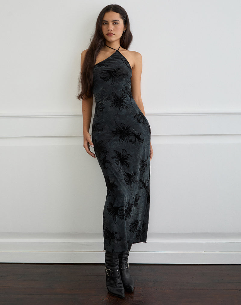 Afbeelding van Rikaya Maxi Dress in Burn Velvet Grey