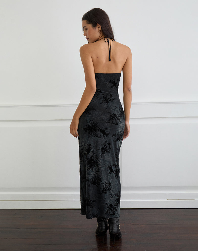 Afbeelding van Rikaya Maxi Dress in Burn Velvet Grey