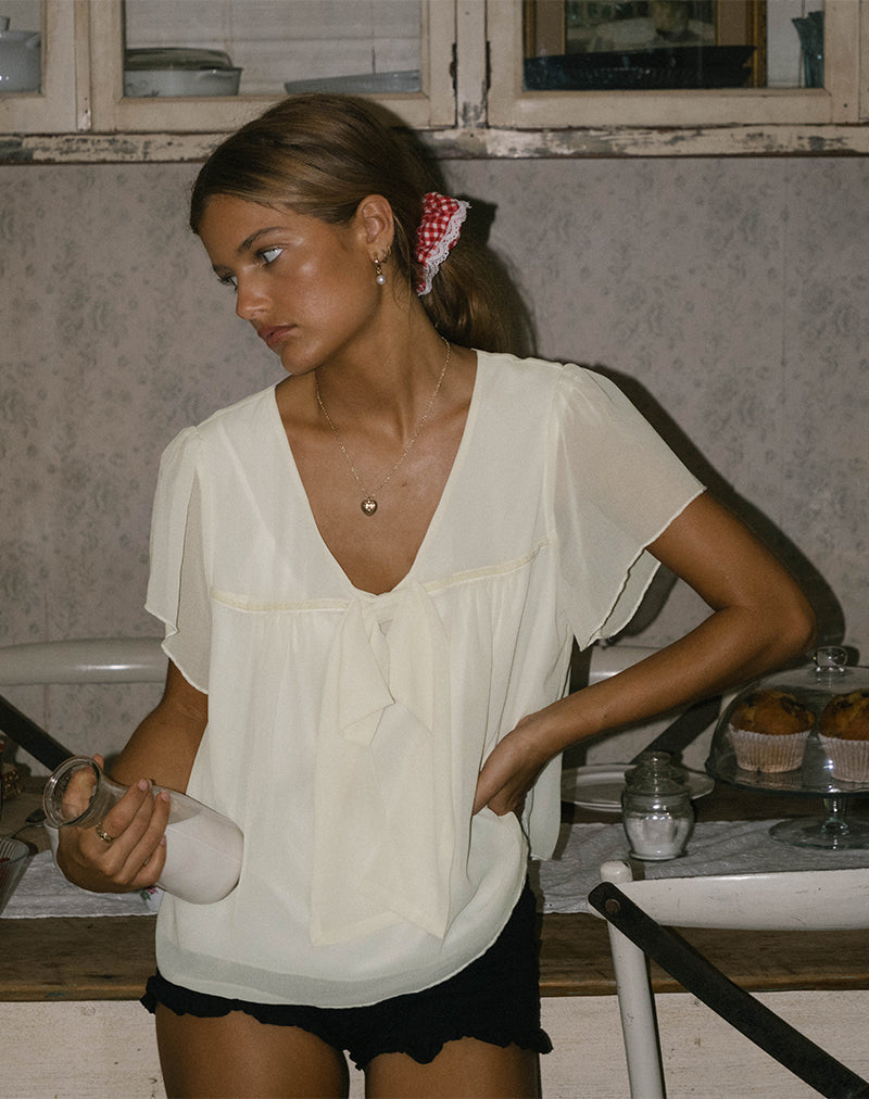 Afbeelding van Rike Longline Top in Chiffon Ivoor