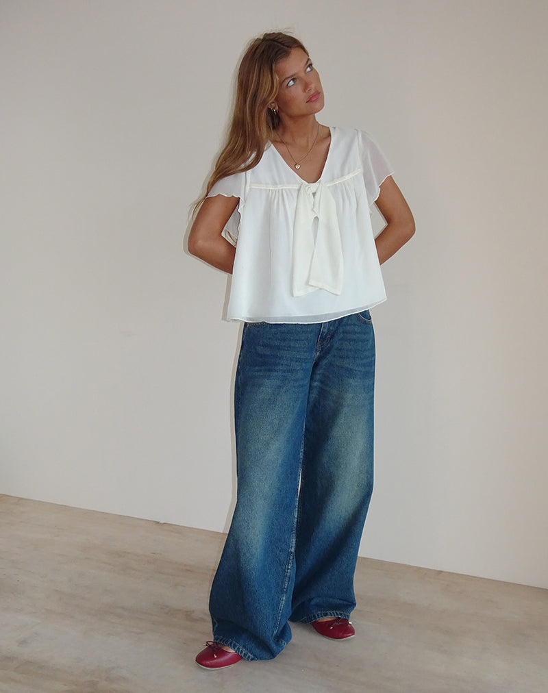 Afbeelding van Rike Longline Top in Chiffon Ivoor