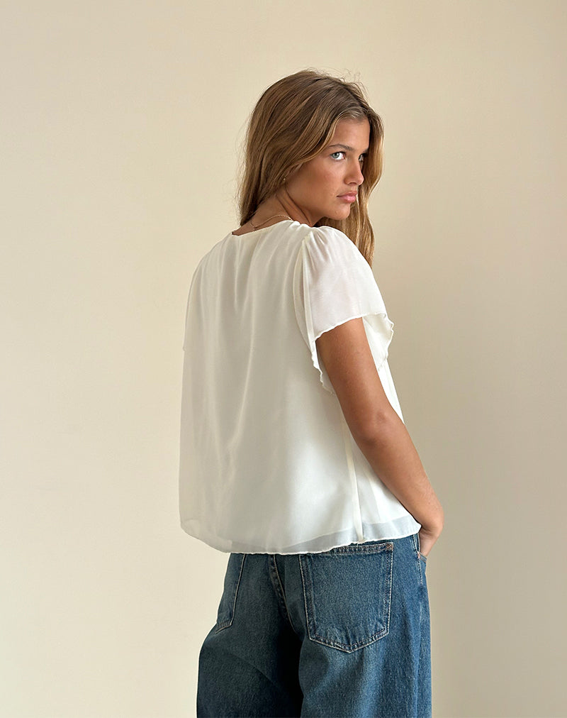 Afbeelding van Rike Longline Top in Chiffon Ivoor