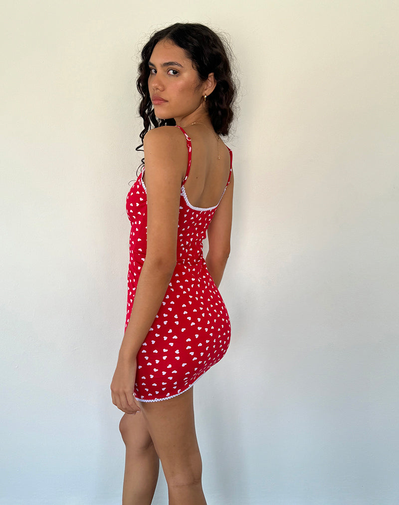 Afbeelding van Riniki Bodycon Mini Jurk in Hart Rood