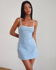 Afbeelding van Riniko Mini Dress in Nantucket Blue met witte bies