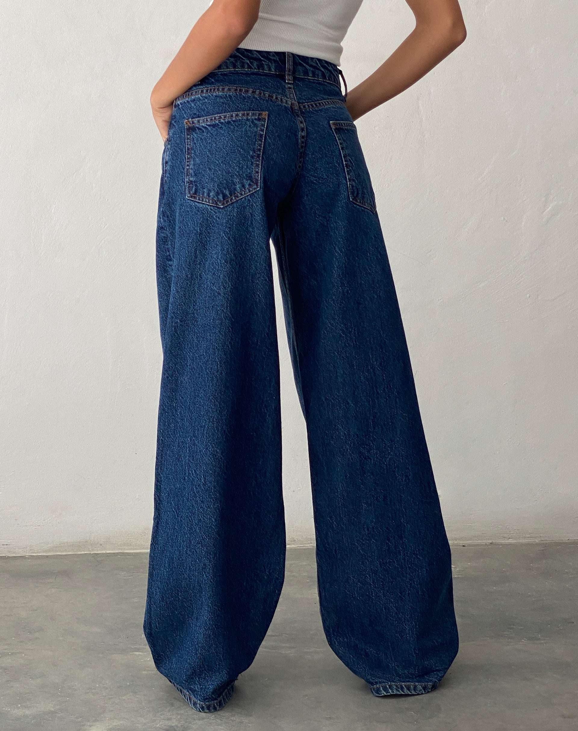 Afbeelding van Ripped Roomy Extra Wide Low Rise Jean in Mid Blue Used