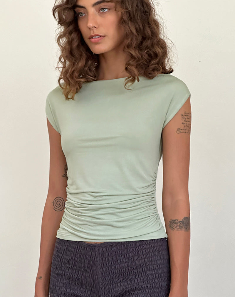 Afbeelding van Bentley Ruched Top in Slinky Mint