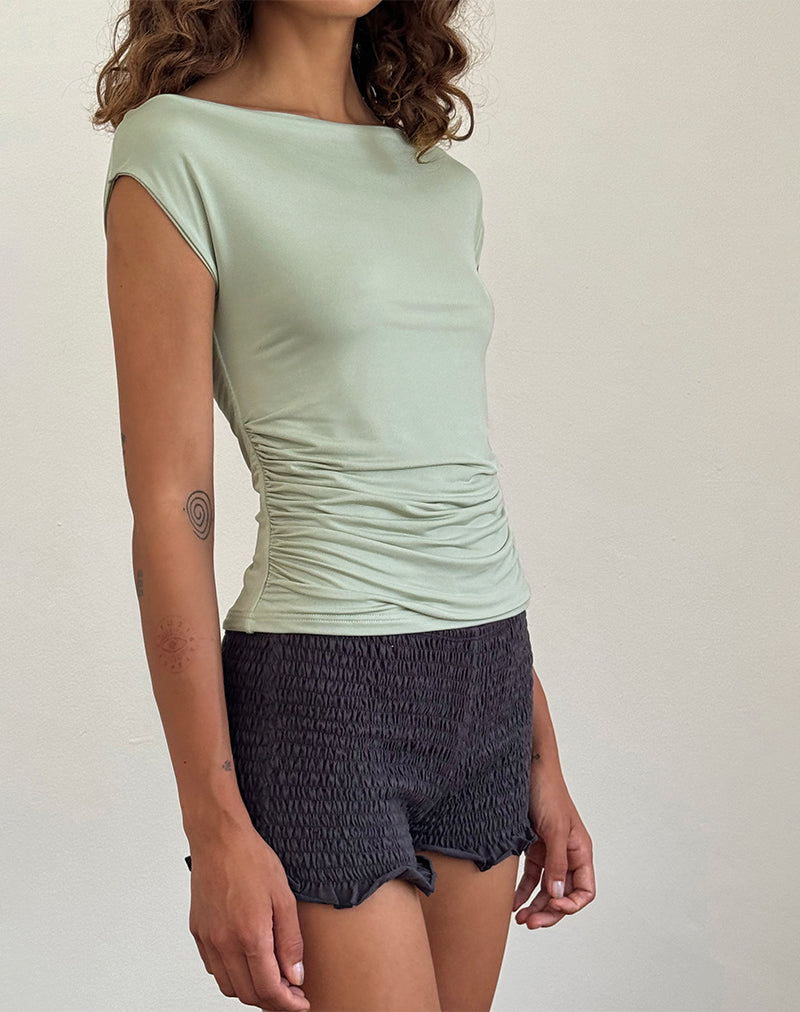 Afbeelding van Ritala Shirred Shorts in Beluga Grey