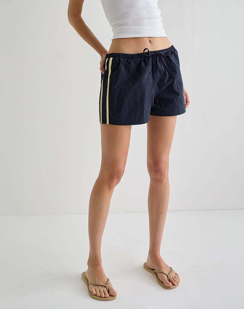 Riu Runner Short in marine met gele streep
