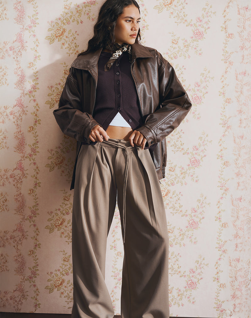 Rivela broek met band in taupe