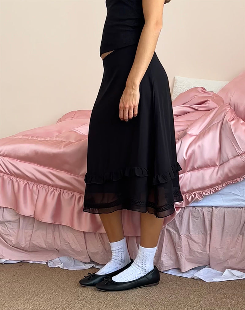 Afbeelding van Lenuta Chiffon Midi rok in zwart
