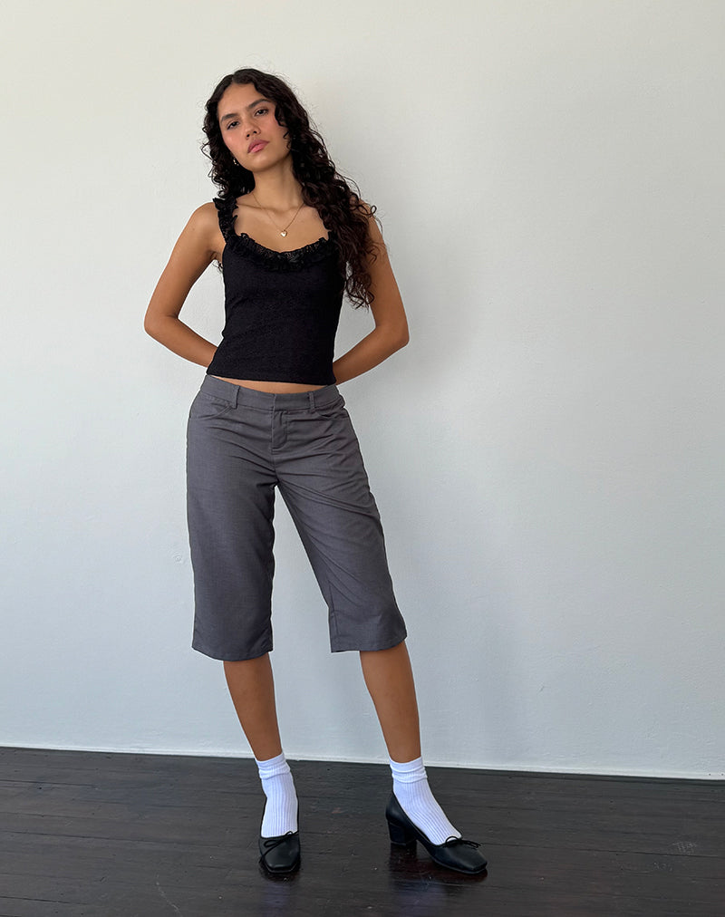 Afbeelding van Roberta Frill Edge Top in Kant Zwart