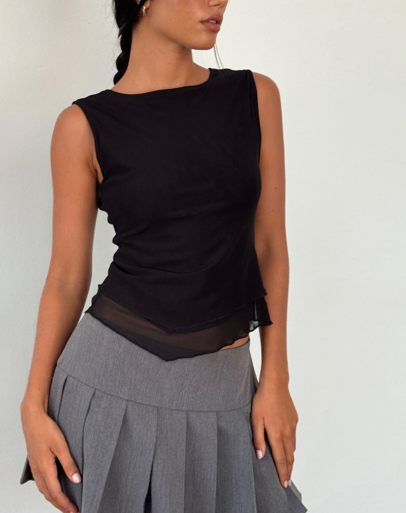 Afbeelding van Rochie Asymmetrische Top in Mesh Zwart