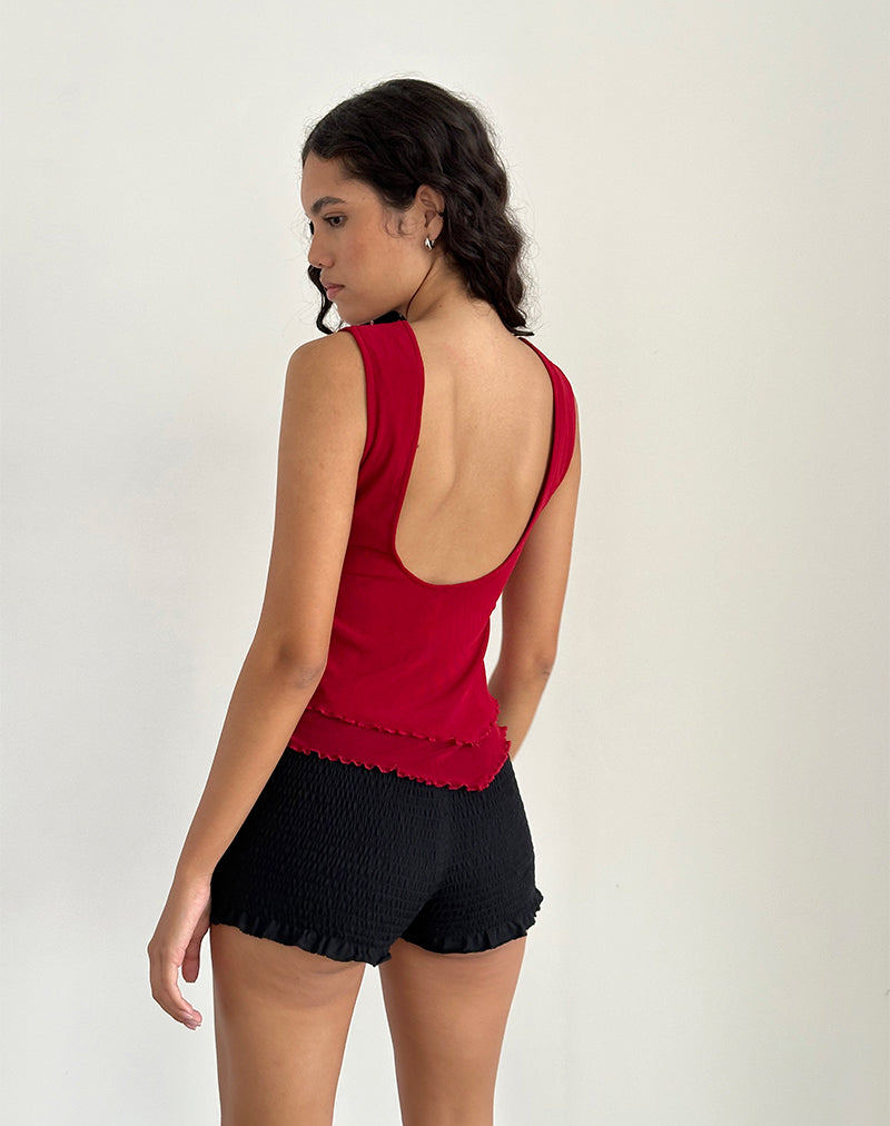 Afbeelding van Rochie Asymmetrische Top in Mesh Cherry