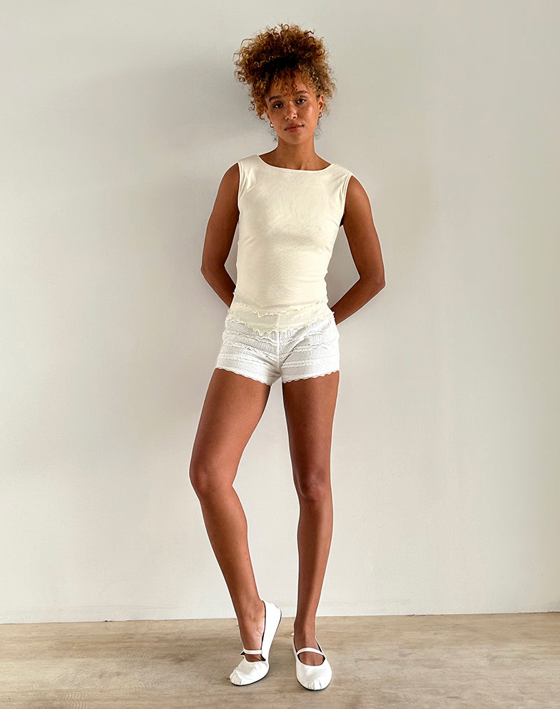 Afbeelding van Rochie Asymmetrische Top in Mesh Crème