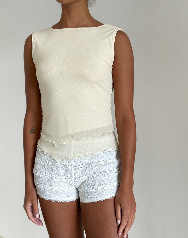 Afbeelding van Rochie Asymmetrische Top in Mesh Crème