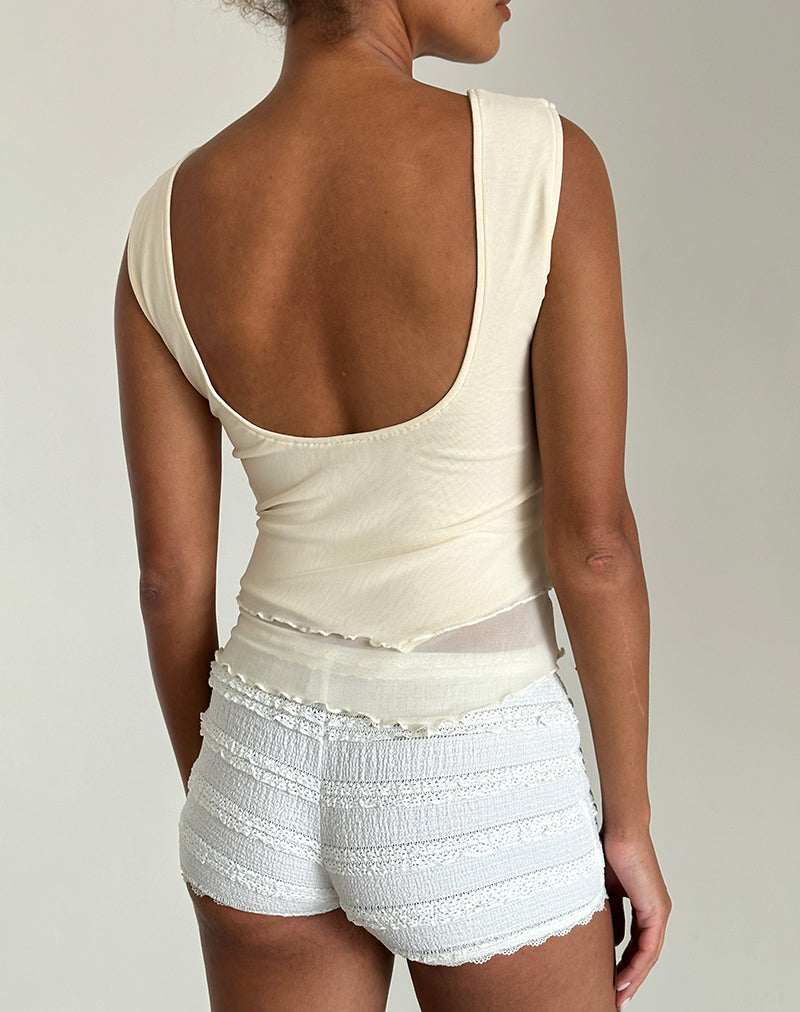 Afbeelding van Rochie Asymmetrische Top in Mesh Crème