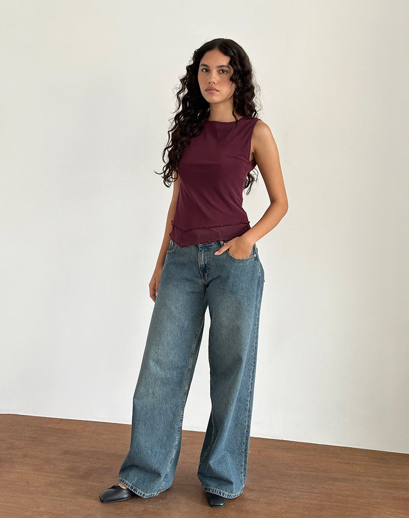 Afbeelding van Rochie Asymmetrische Top in Mesh Maroon