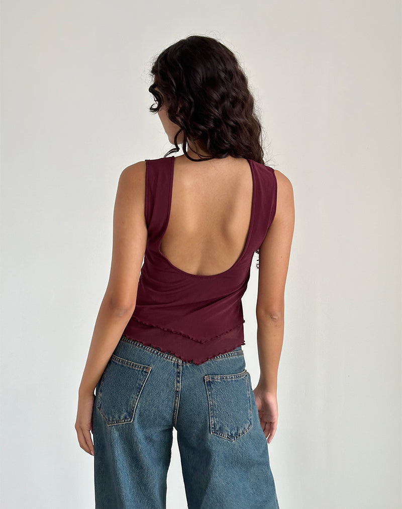 Afbeelding van Rochie Asymmetrische Top in Mesh Maroon