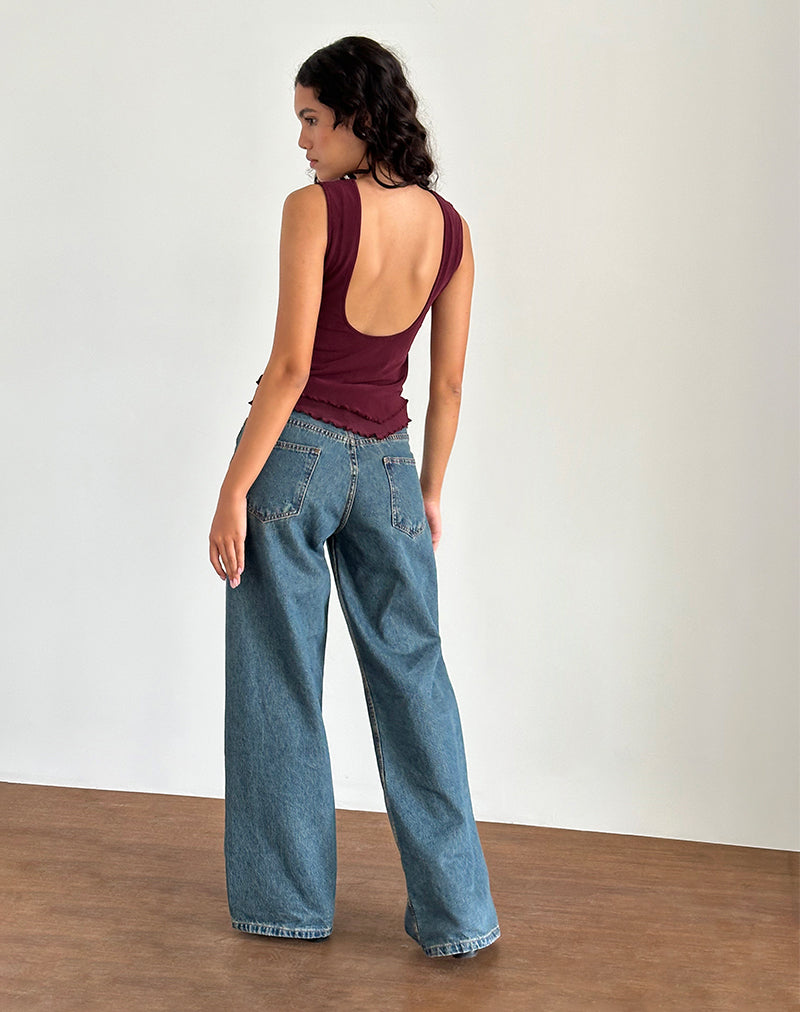 Afbeelding van Rochie Asymmetrische Top in Mesh Maroon