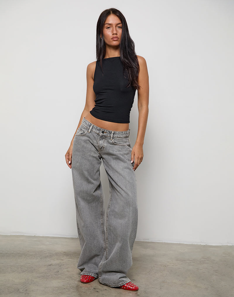 Afbeelding van Rocio Hoge Hals Rugloze Tank Top in Zwart