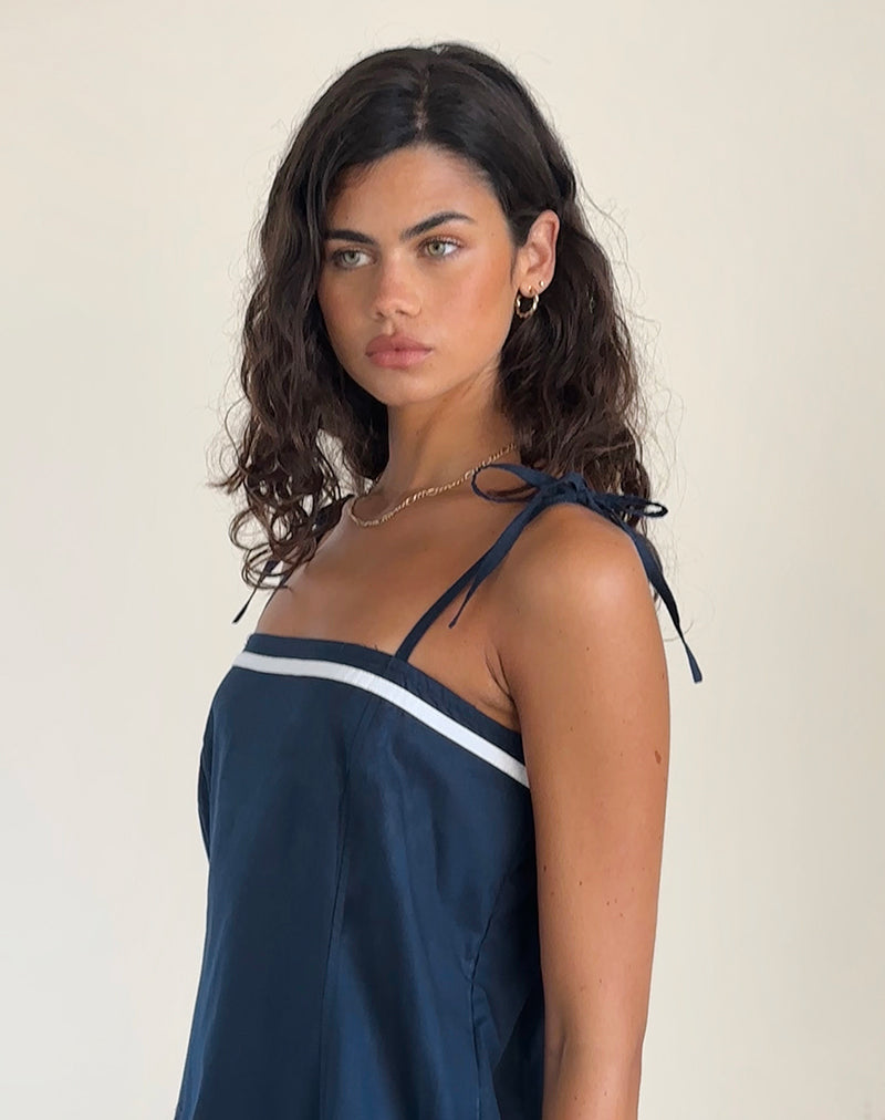 Afbeelding van Rodha Cami Mini Dress in Poplin Navy
