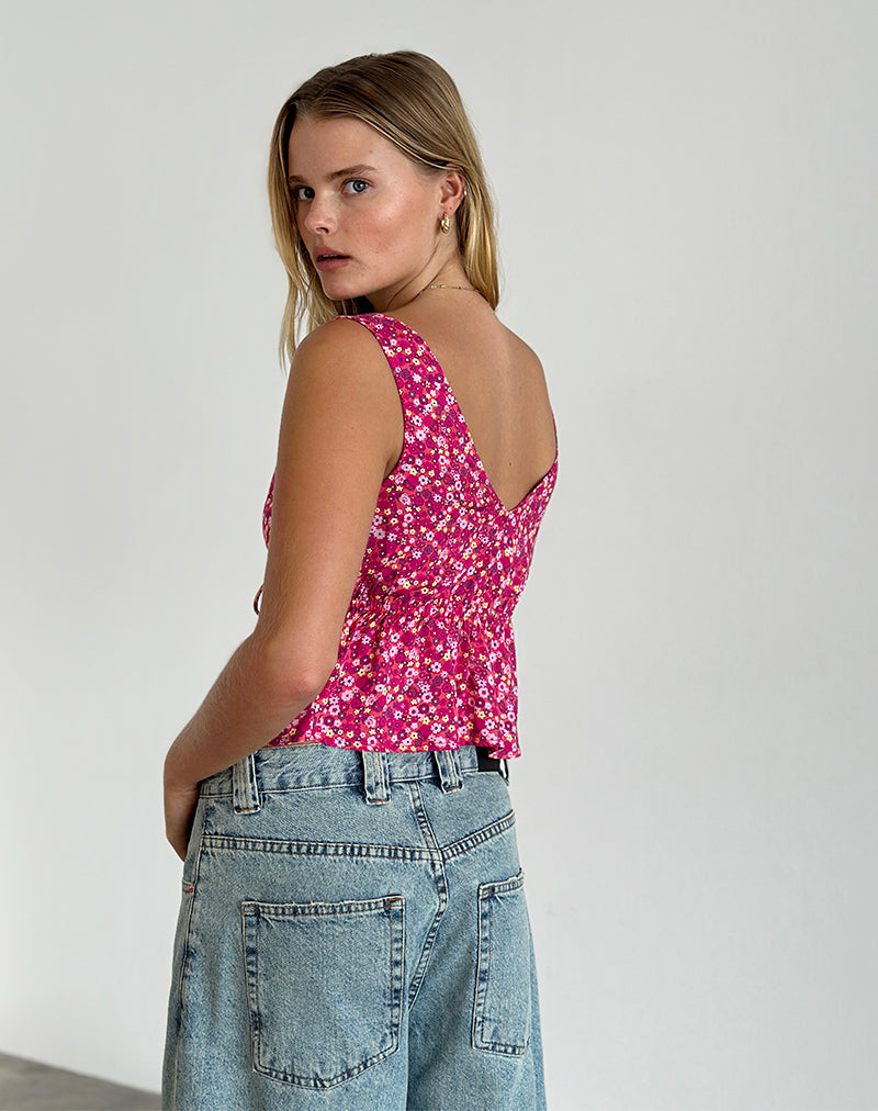 Afbeelding van Rolia Cami Top in Ditsy Floral Pink