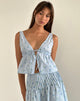 Afbeelding van Rolia Cami Top in Blue Flower Gingham