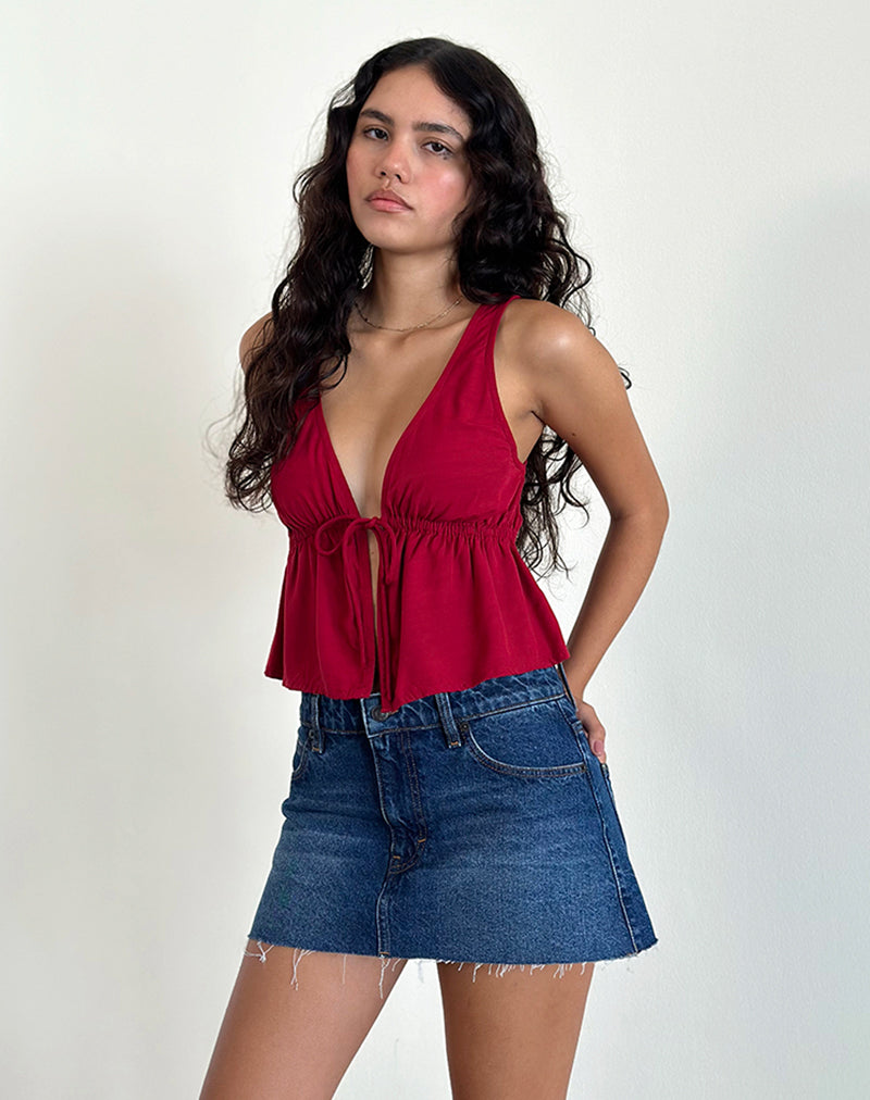 Rolia top met striksluiting in Adrenaline rood