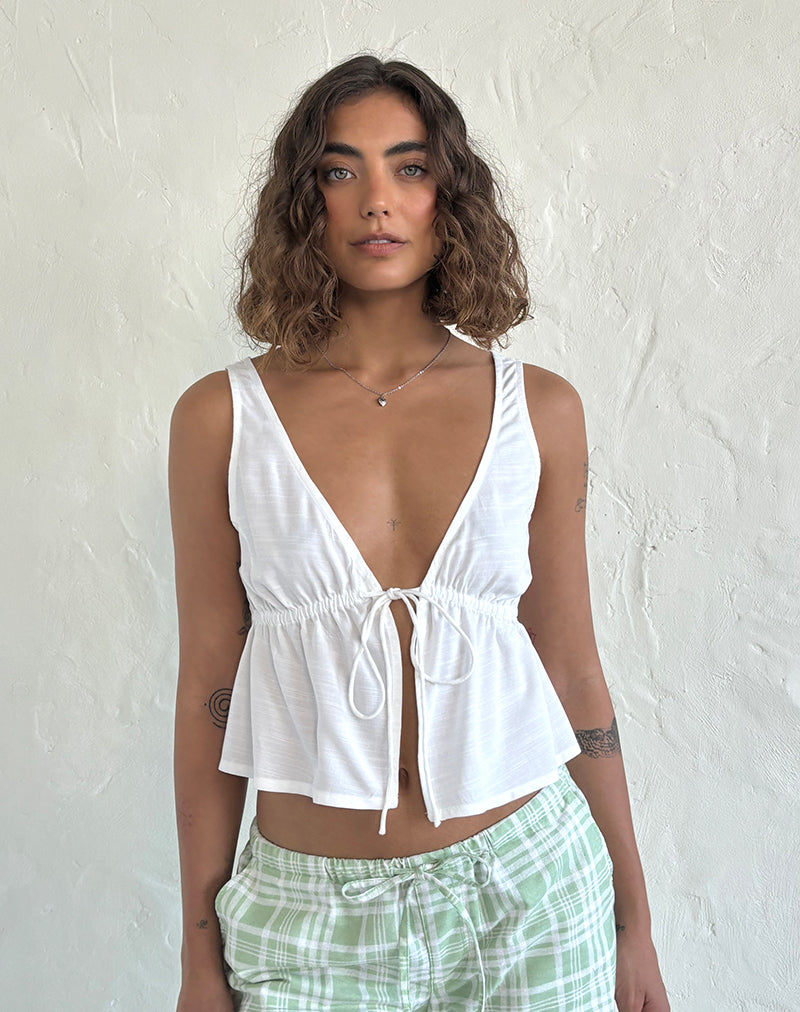 Rolia Top met Stropdas in Off White