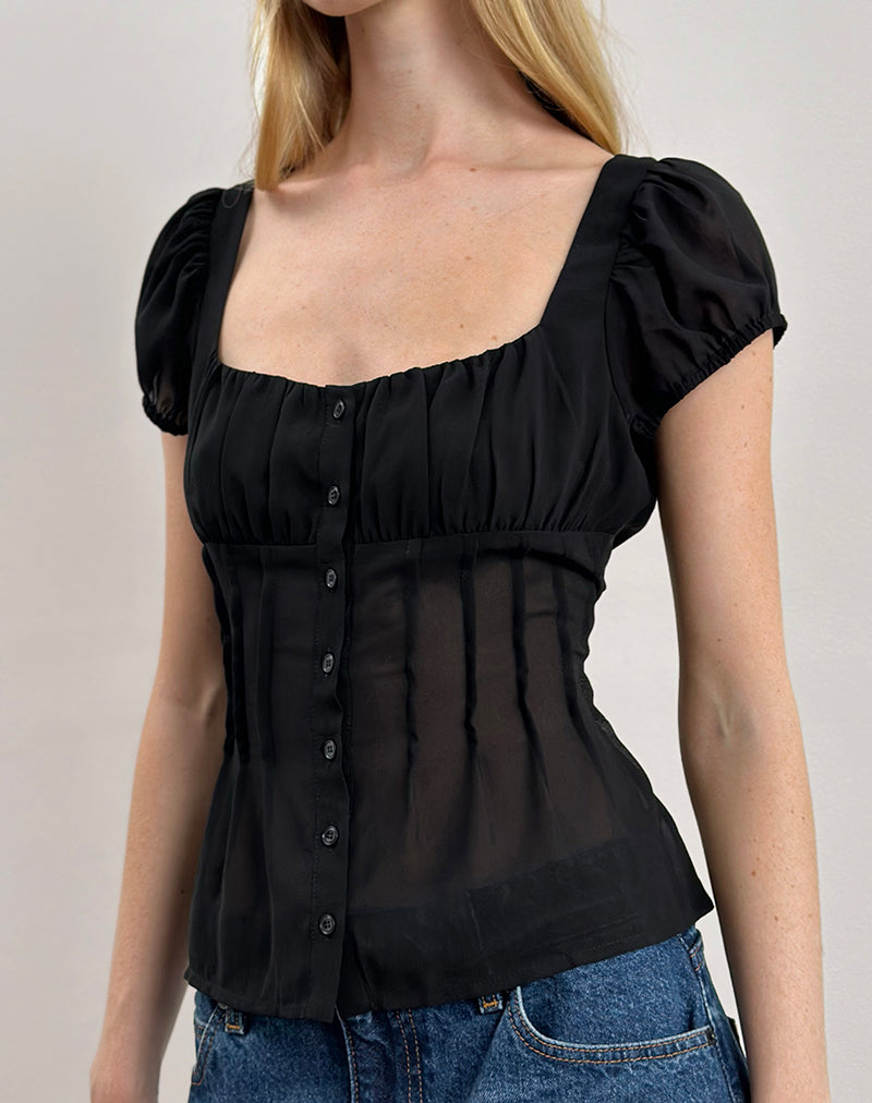 Rolina Blouse in Chiffon Zwart