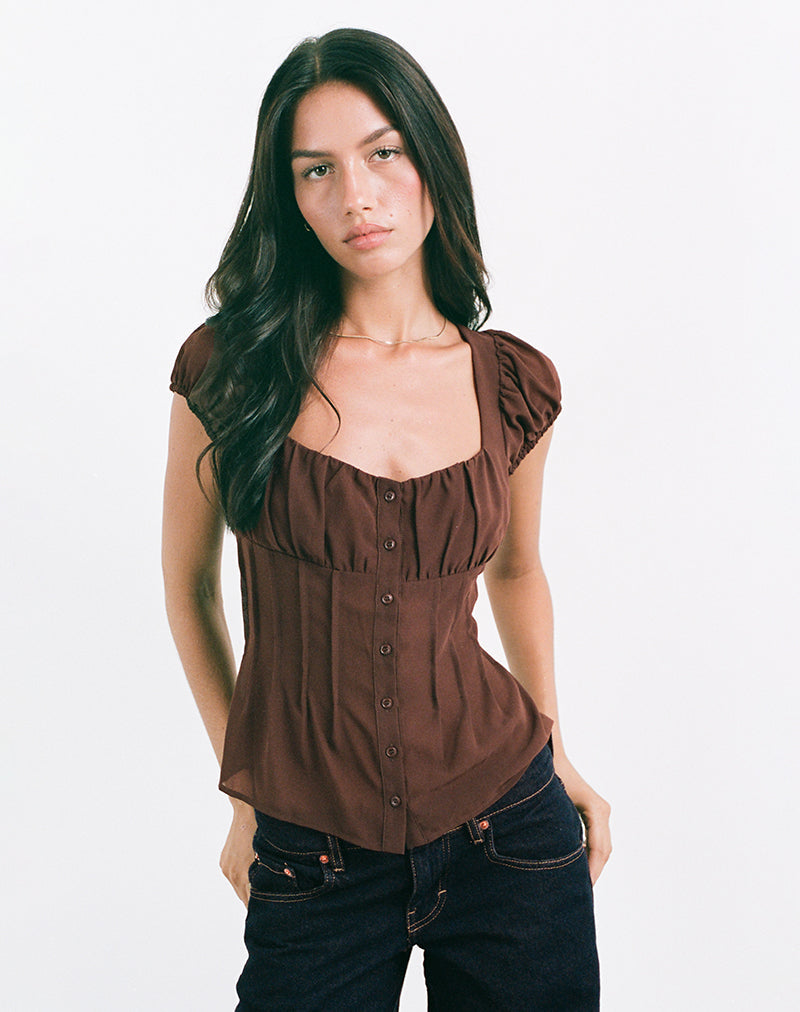 Afbeelding van Rolina Blouse in Chiffon Bruin