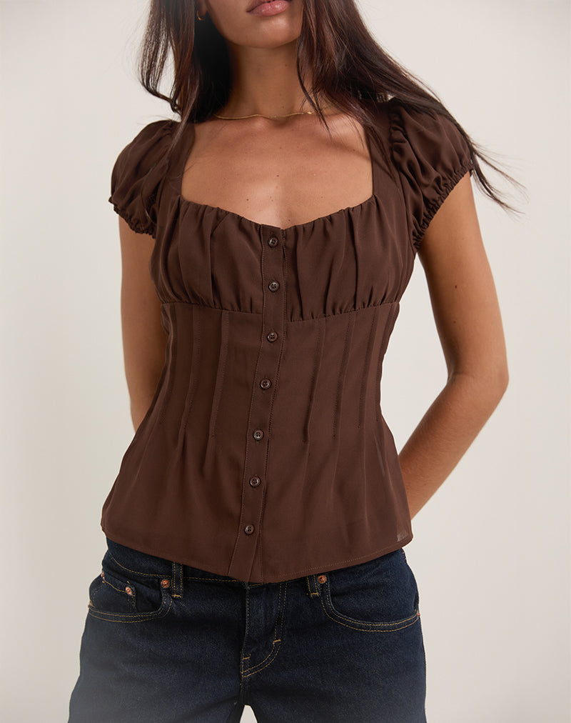 Afbeelding van Rolina Blouse in Chiffon Bruin