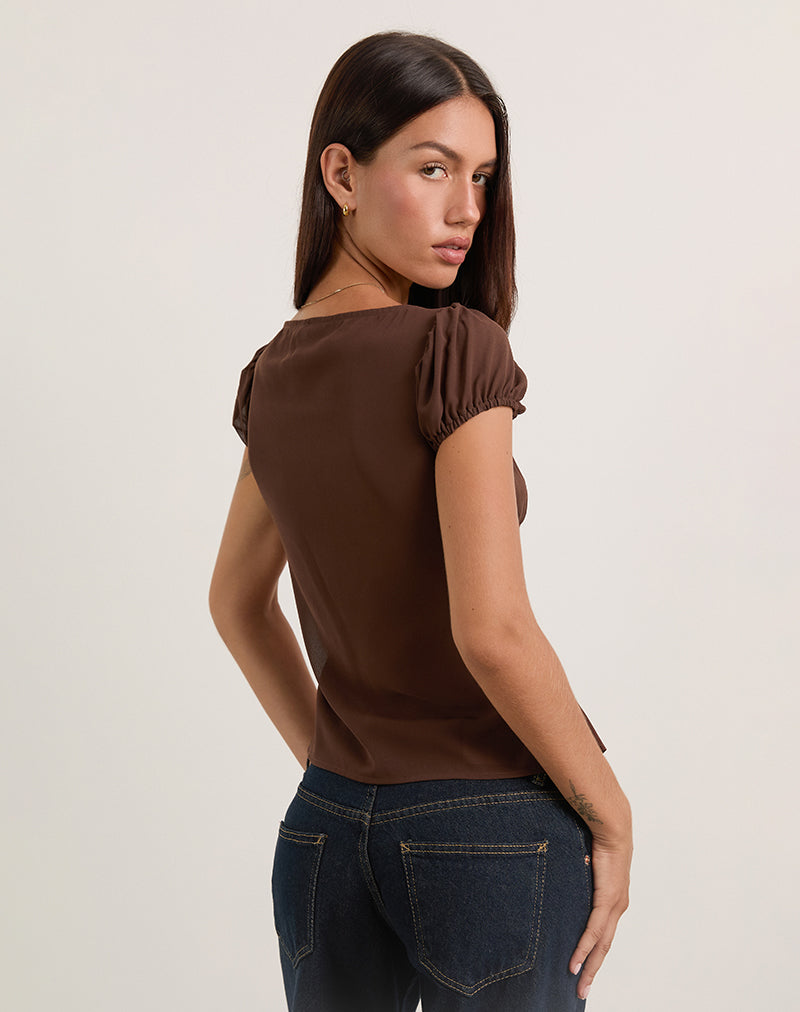 Afbeelding van Rolina Blouse in Chiffon Bruin