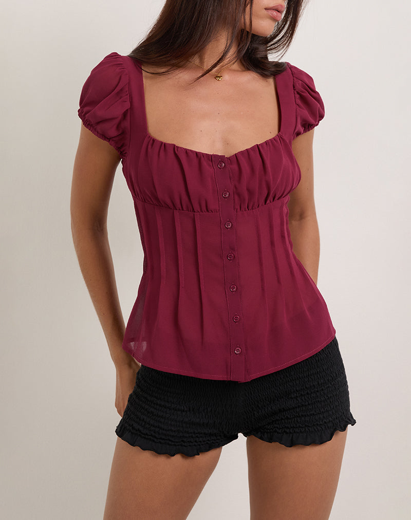 Rolina Blouse in Chiffon Bourgondië