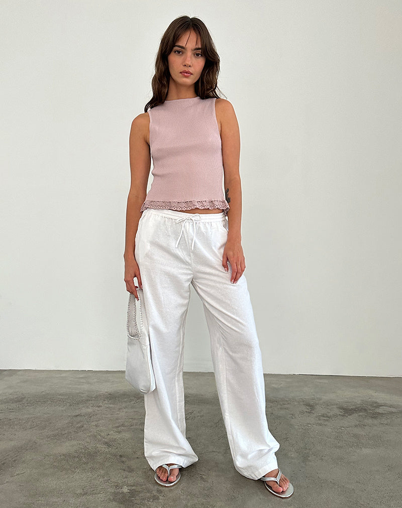 Afbeelding van Romane Mouwloze Top in Dusty Rose Ribtricot