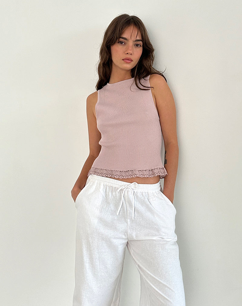 Afbeelding van Romane Mouwloze Top in Dusty Rose Ribtricot