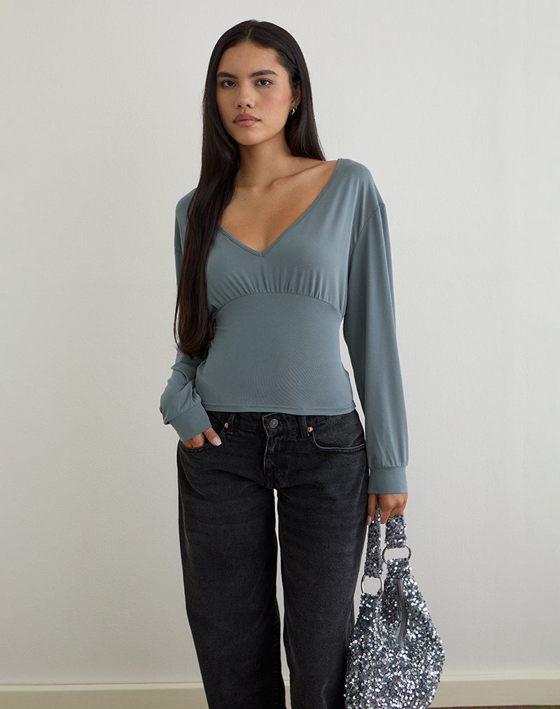 Romari Top in Asblauw