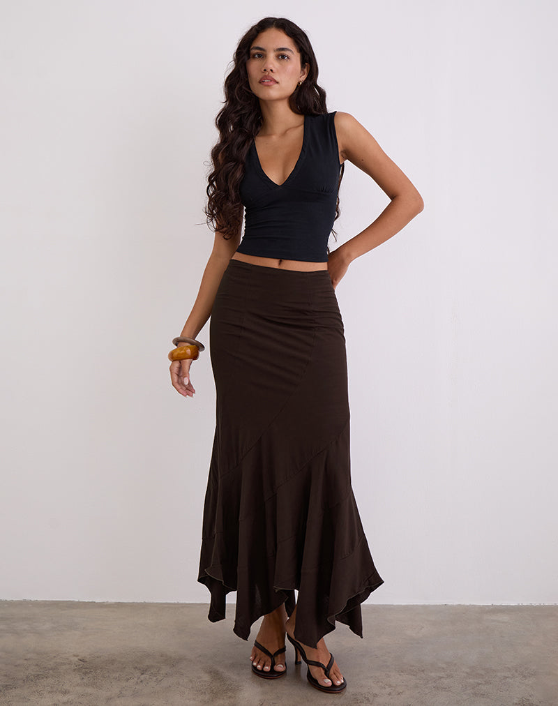 Afbeelding van Rombe Maxi Rok in Bittere Chocolade